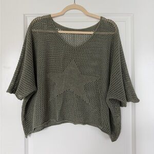 Olive Green Knit Star Top